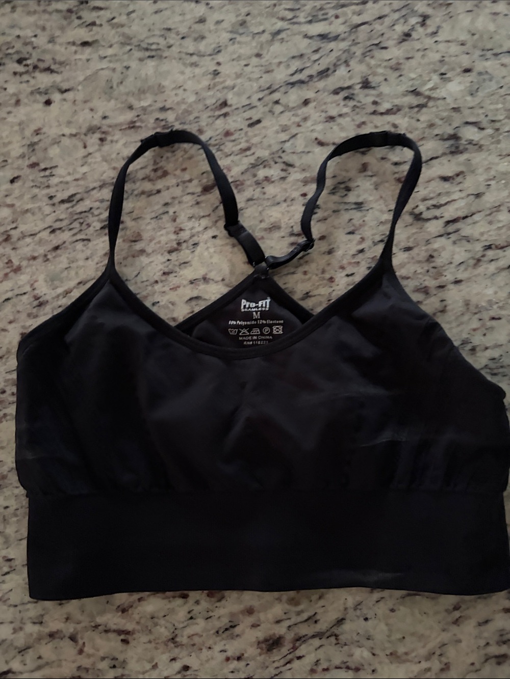Pro-Fit Black Seamless Sports Bra with Adjustable Racerback